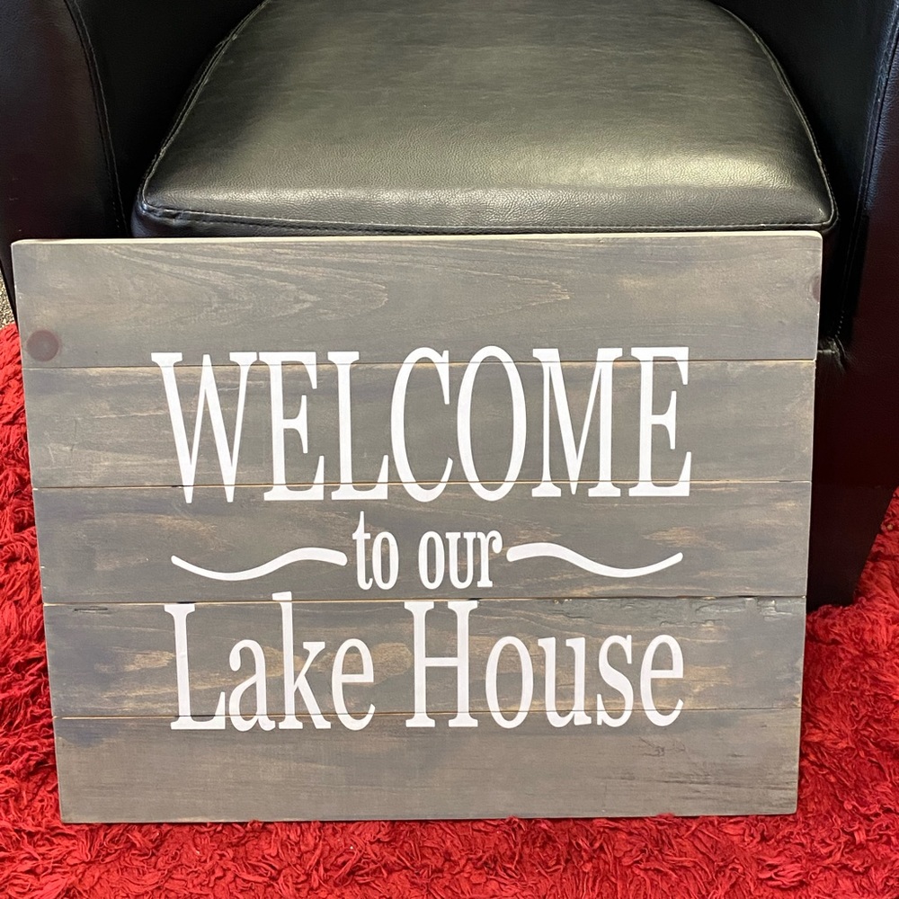 Brand new with tag on back wooden sign